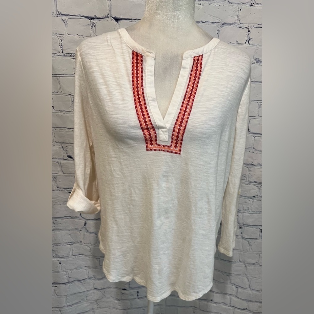 Ann Taylor Loft Cotton Long Sleeve Top Blouse Medium